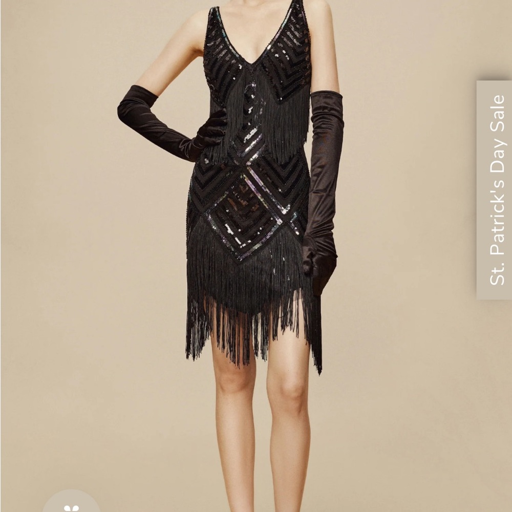 Black Sequin Dress with Geometric Pattern